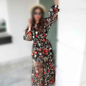 پیراهن تور گل دار با طراحی ظریف