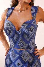 ست تاپ و دامن شلوارکی ژاکارد - Image 3